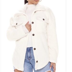 Fashion Nova Cream Teddy Jacket